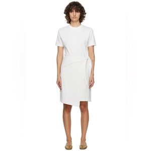 VINCE Off White Side Tie Cotton T-Shirt Mini Dress